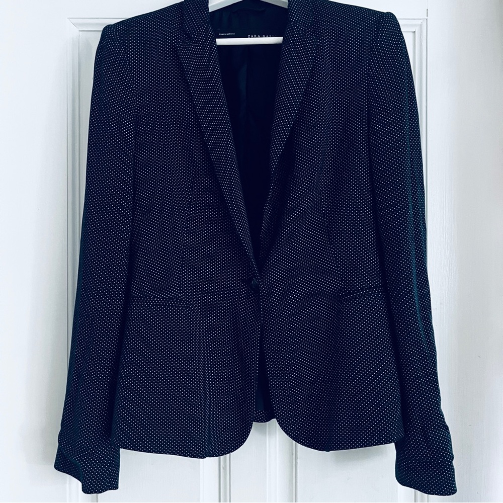 ZARA navy with White polka dots blazer size M